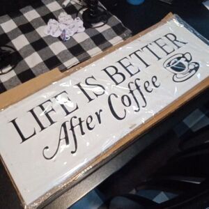 162 distressed rustic metal wall sign Life Is Better After Coffee